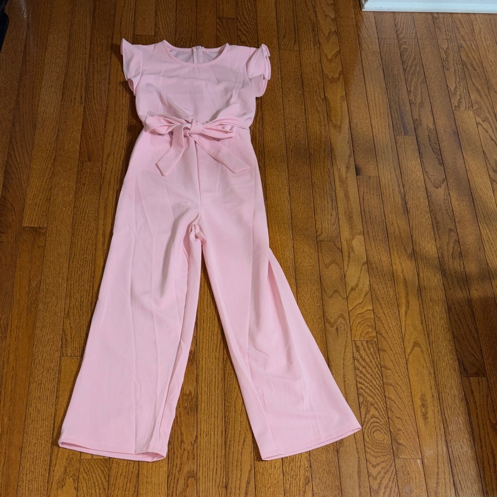Pink Ruffle Sleeve Jumpsuit